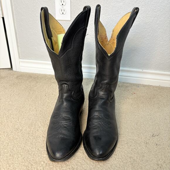 Justin Mens Cowboy Boots 1339 Leather USA Made Black Size 9.5EE Customized - Picture 5 of 10